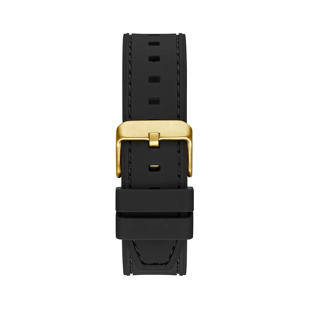 Goldtone Stainless Steel & Silicone Strap Watch GW0571G3