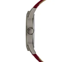 Gunmetal Stainless Steel & Burgundy Leather Strap Watch GW0628G4