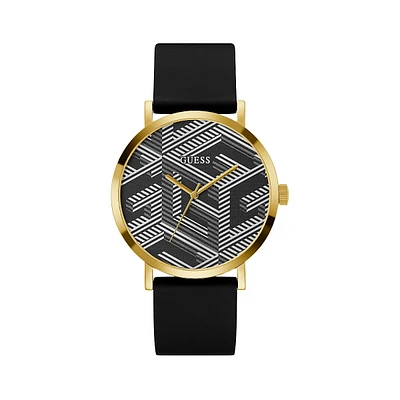 Montre en acier inoxydable doré à bracelet en silicone GW0625G2