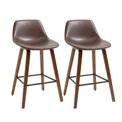 Counter Barstools Pu Leather Set Of 2