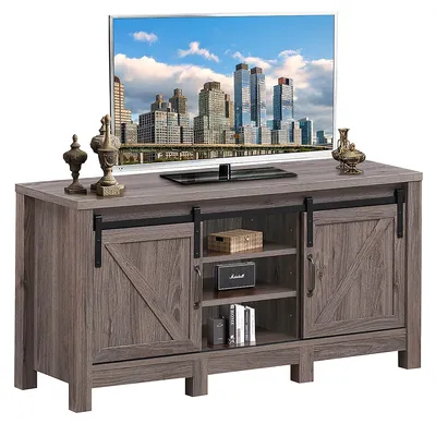 Tv Stand Sliding Barn Door Entertainment Center For Tv's Up To 55'' With Storage