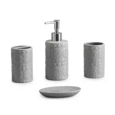 Set Of 4 Pieces Of Ceramic Bathroom Accessories