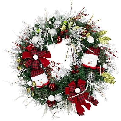 Snowmen And Icicles Pine Artificial Christmas Wreath - 40" - Unlit