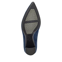 ASTORIA9X11 Pointy Suede Block Pumps