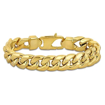 15.3mm Miami Cuban Link Chain Bracelet In 10k Yellow Gold, 9 In