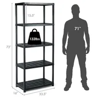 2 Pcs 5-tier Ventilated Shelving Storage Rack Free Standing Multi-use Shelf Unit