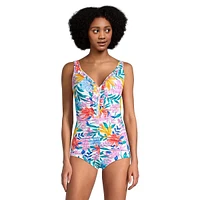 Tropbreez Floral One-Piece Girl-Leg Swimsuit