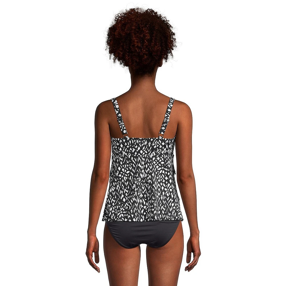 Printed Triple Tier Tankini Swim Top