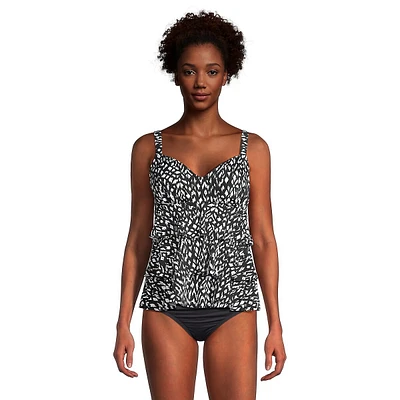 Printed Triple Tier Tankini Swim Top