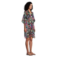 Floral-Print V-Neck Tunic Coverup