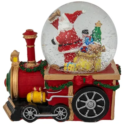 6" Santa Claus Musical Train Christmas Snow Globe