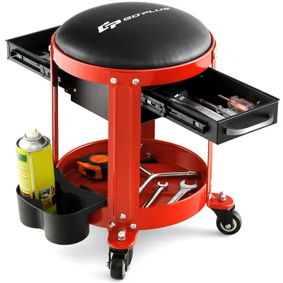 Workshop Creeper Seat Rolling Mechanic Stool With2 Drawers 330 Lbs Weight Capacity