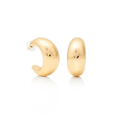 Gold "C" Shape Post Hoop Earring