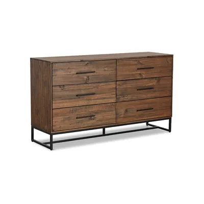 Blackcomb Reclaimed Wood And Metal 6 Drawer Dresser In Coffee Bean