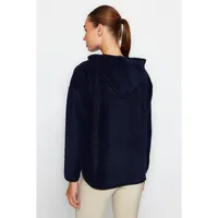 Women Oversize Basic Hood Knitted Sweatshirt