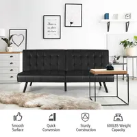 Futon Sofa Bed pu Leather Convertible Folding Couch Sleeper Lounge
