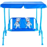 Costway Kids Patio Swing Chair Porch Bench Canopy 2 Person Yard Furniture Blue