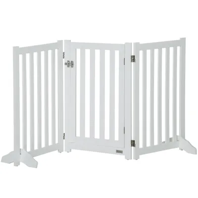 Foldable Dog Gate 3 Panels For Medium Dogs And Below W/ Feet