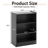 3-tier Bookcase Open Multipurpose Display Rack Cabinet With Adjustable Shelves