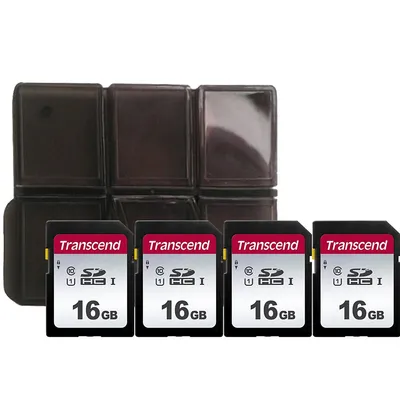 4x Ts16gsdc300s 16gb Uhs-i U1 Sd Memory Card With Memory Card Holder
