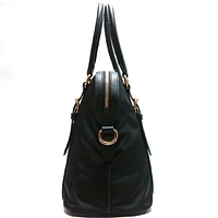 Tessuto Nylon Saffiano Leather Black Satchel Bag