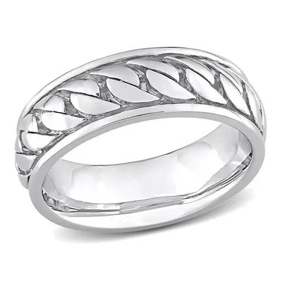 Men's Ribbed Design Ring Sterling Silver