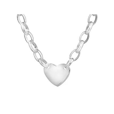 Heart Disc Oval Belcher Necklace In Sterling Silver