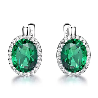 Lab Created Nano Emerald Dangle And Drop Earrings 0.925 White Sterling Silver