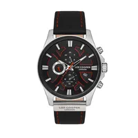 Men's Lc07425.351 Chronograph Silver Watch With A Black Leather Strap And A Black Dial
