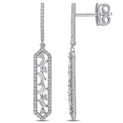 5/8 Ct Tw Diamond Geometric Drop Stud Earrings In 14k White Gold