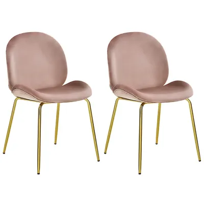 Set Of 2 Velvet Accent Chairs Dining Side Chairs W/gold Metal Legs