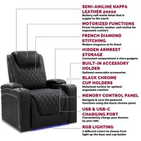 Oslo Luxury Edition Home Theater Seating Semi-aniline Italian Nappa 20000 Leather Power Recline Lumbar Support Headrest Led Lighting