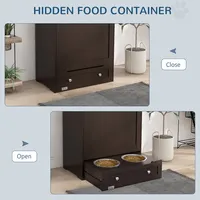 Pet Feeder Station Storage Cabinet Storage Container, Coffee