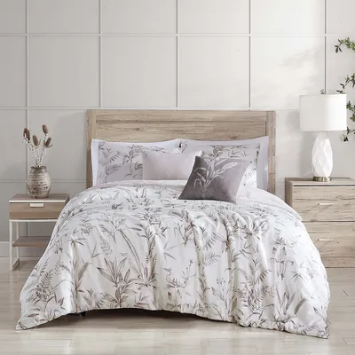 Natural Leaves 100% Cotton 5-piece Reversible Comforter Set