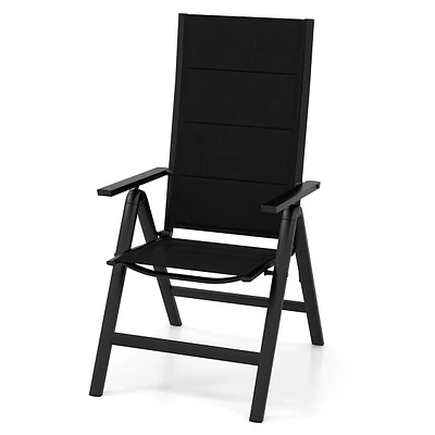 1/2/4 Pcs Patio Folding Chair Outdoor Chairs With Padded Seat, Adjustable Backrest Black