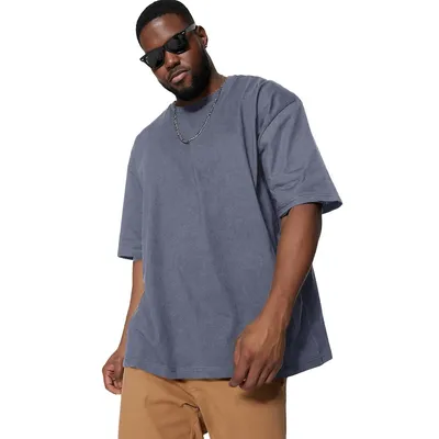 Male Oversize Basic Crew Neck Knitted Plus T-shirt