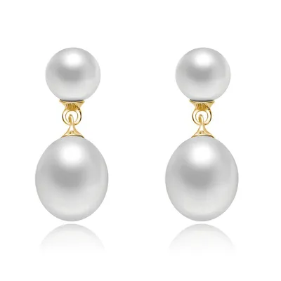 Sterling Silver With White Pearl Drop Earrings