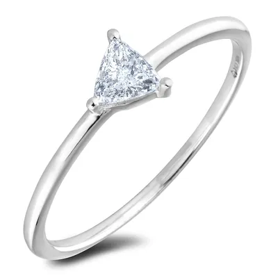 18k White Gold 0.17 Ct Trilliant Cut Canadian Diamond Solitaire Engagement Ring
