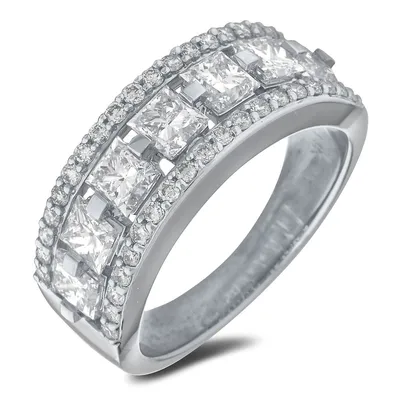 14k White Gold Cttw Diamond Anniversary Ring