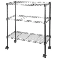 2-tier Metal Rolling File Cart Sturdy 2-Tier Mobile Storage Shelf For Letter Size And Legal Size Folder, Black