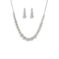Silver-plated White Ad-studded Jewellery Set