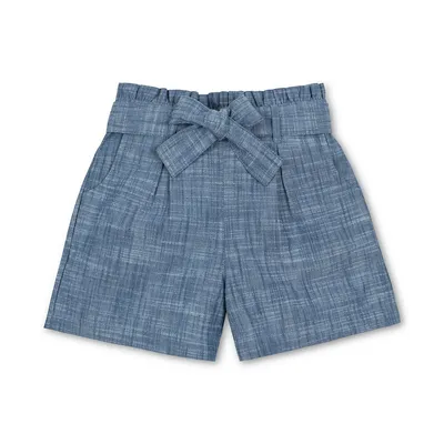 Girls Chambray Pull-on Paperbag Shorts