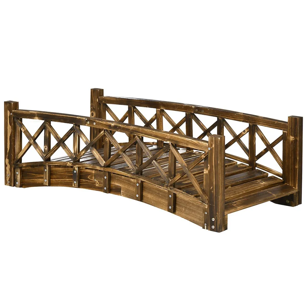 Outsunny 5FT Wooden Garden Bridge Outdoor Decorative Arc