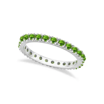 Peridot Eternity Stackable Ring Band 14k White Gold (0.75ct)