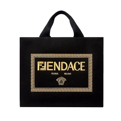 X Versace Fendace Black Canvas Convertible Large Shopping Tote