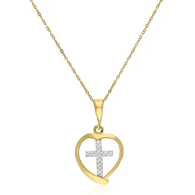 10kt 18" With Open Heart With Dc Cross Pendant