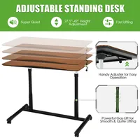 Goplus Height Adjustable Computer Desk Sit Stand Rolling Notebook Table