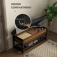 Shoe Bench With Flip Top, Cushion And Hidden Compartment