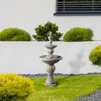 Teamson Home Water Fountain Classic Design Outdoor Garden Ornament Feature Grey