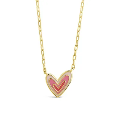 Amanda Enamel Heart Pendant Necklace Necklace Sterling Forever Gold